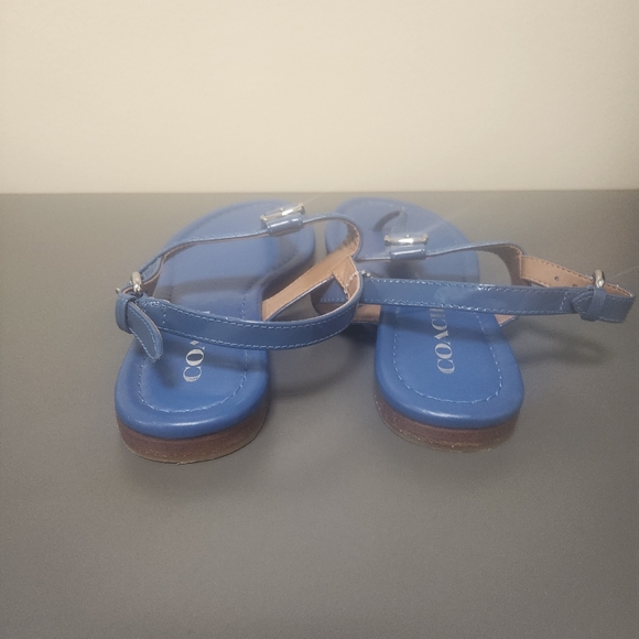 Coach Cassidy Metallic Tumbled Blue Sandals Sz 6B. Excellent Condition - Picture 9 of 11